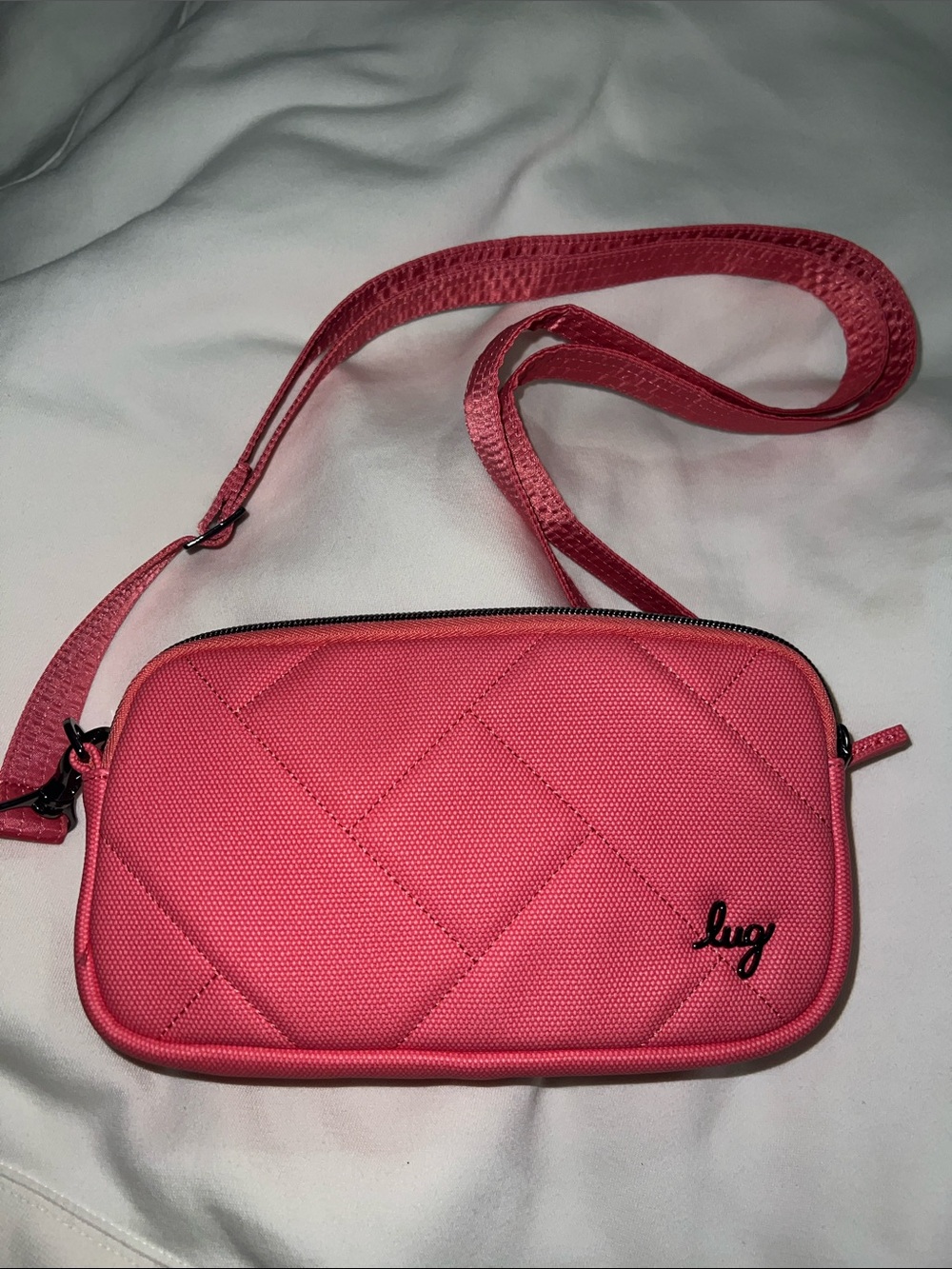 lug Quilted Crossbody Bag in Coral like New